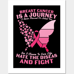 Breast Cancer Butterfly & Ribbon Posters and Art